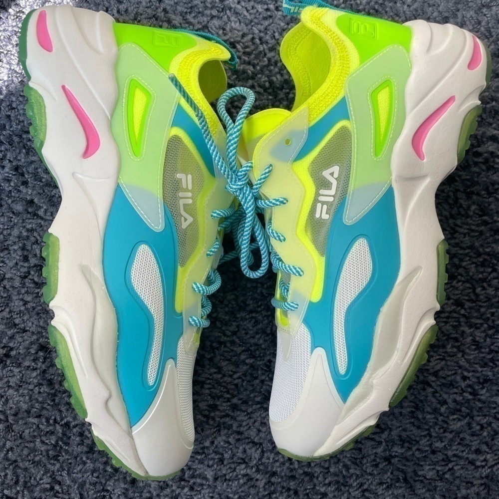 FILA Ray Tracer Patchwork Neon Sneaker Women’s 7.5 - Picture 3 of 9